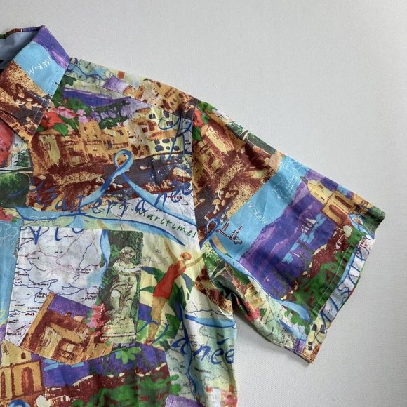 Tommy Hilfiger Mens Graphic Short Sleeve Button Down Camp Shirt Size Medium - Picture 3 of 9